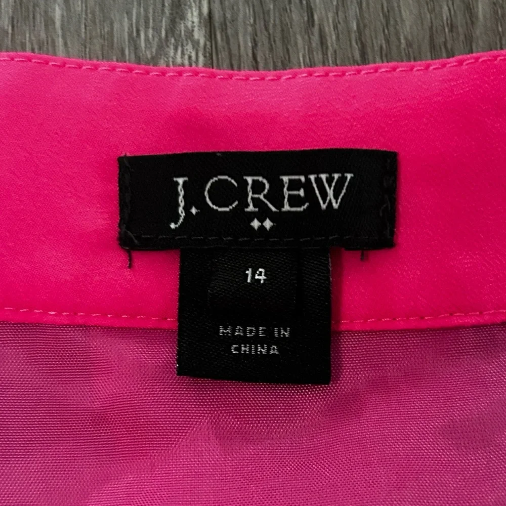 J. Crew Vibrant Pink and Orange Pleated Skater Skirt Size 14